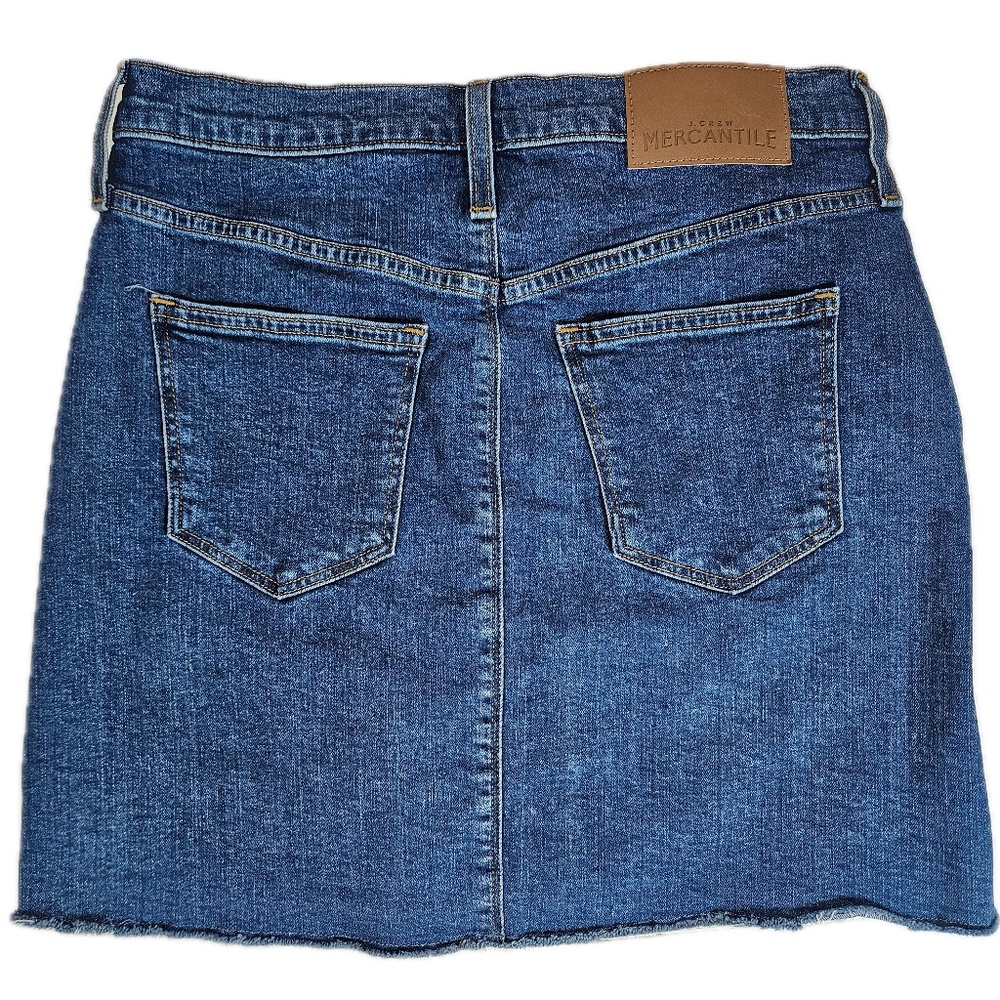 J. Crew Mercantile Jean Skirt Womens 4 Blue Denim Mini Casual Summer Cutoff Hem - Picture 2 of 9